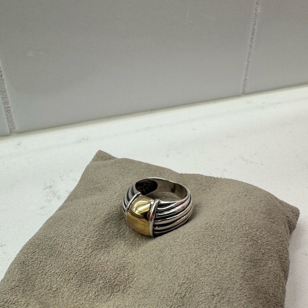Rare Alisa Italy 18K gold and silver ring, size 4.5